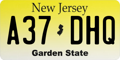 NJ license plate A37DHQ