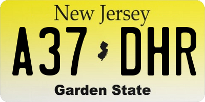 NJ license plate A37DHR