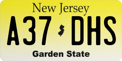 NJ license plate A37DHS