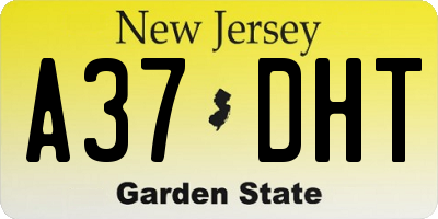 NJ license plate A37DHT