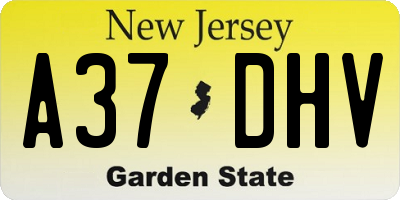 NJ license plate A37DHV