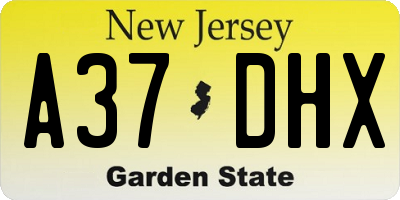 NJ license plate A37DHX
