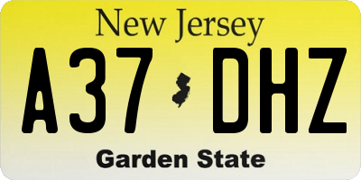 NJ license plate A37DHZ