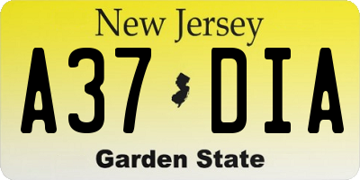 NJ license plate A37DIA
