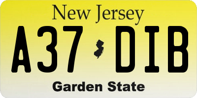 NJ license plate A37DIB