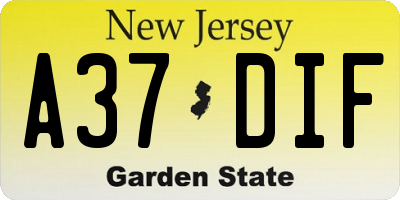 NJ license plate A37DIF