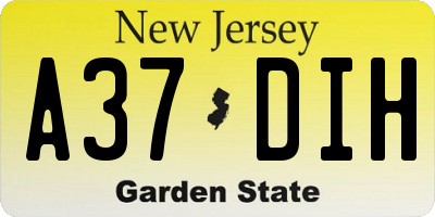 NJ license plate A37DIH
