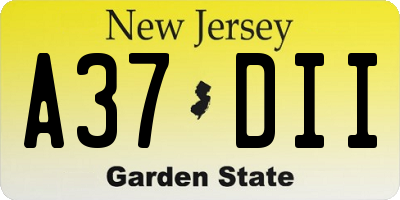 NJ license plate A37DII