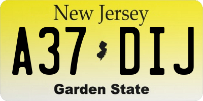 NJ license plate A37DIJ