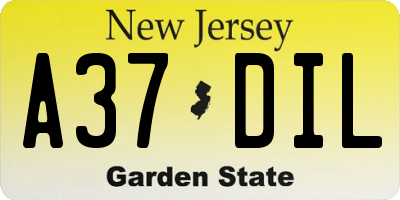 NJ license plate A37DIL