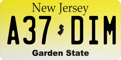 NJ license plate A37DIM