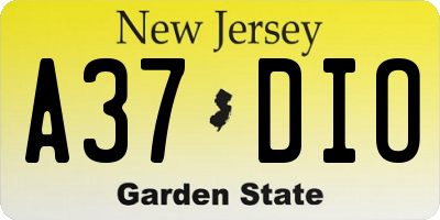 NJ license plate A37DIO