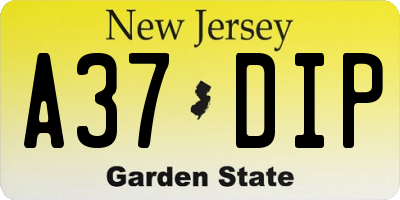 NJ license plate A37DIP