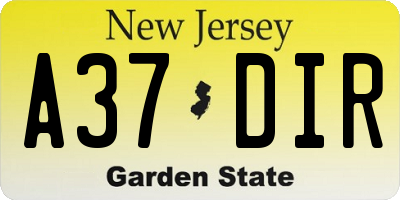 NJ license plate A37DIR