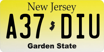 NJ license plate A37DIU