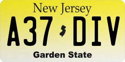 NJ license plate A37DIV