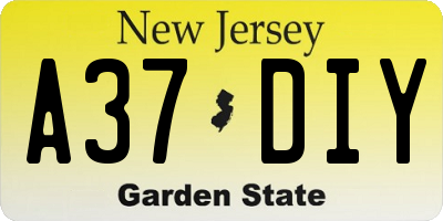 NJ license plate A37DIY