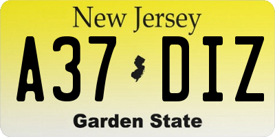 NJ license plate A37DIZ