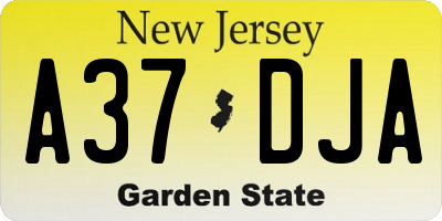 NJ license plate A37DJA