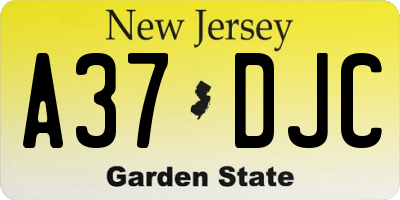 NJ license plate A37DJC