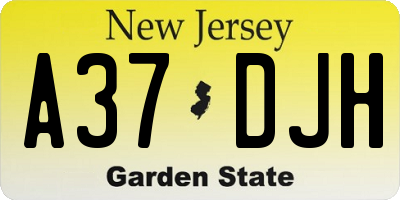 NJ license plate A37DJH
