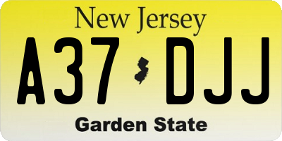 NJ license plate A37DJJ