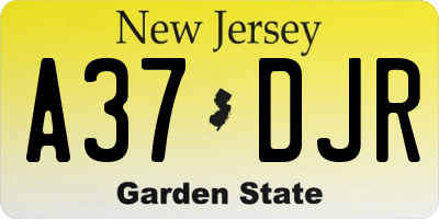 NJ license plate A37DJR