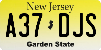 NJ license plate A37DJS