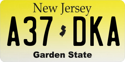 NJ license plate A37DKA