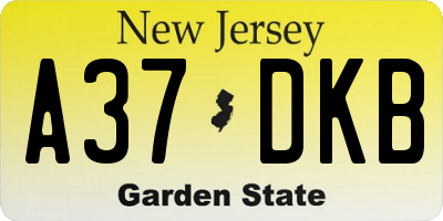 NJ license plate A37DKB