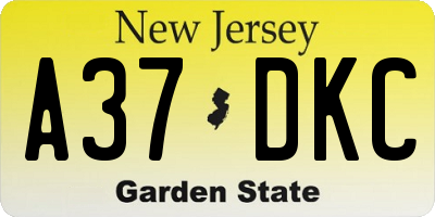 NJ license plate A37DKC