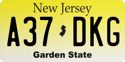 NJ license plate A37DKG