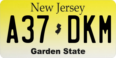NJ license plate A37DKM