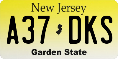NJ license plate A37DKS
