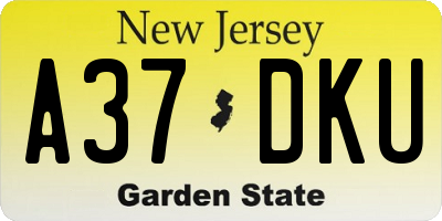 NJ license plate A37DKU