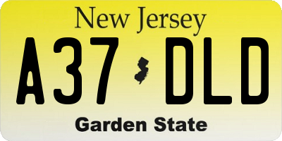 NJ license plate A37DLD