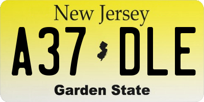 NJ license plate A37DLE