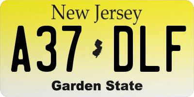 NJ license plate A37DLF