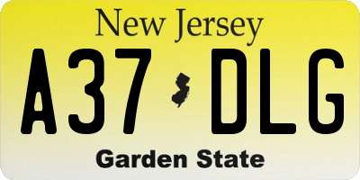 NJ license plate A37DLG