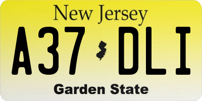 NJ license plate A37DLI