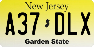 NJ license plate A37DLX
