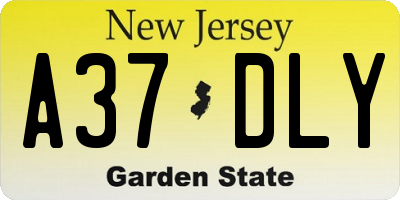 NJ license plate A37DLY