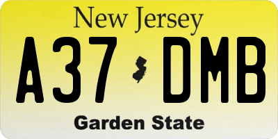 NJ license plate A37DMB
