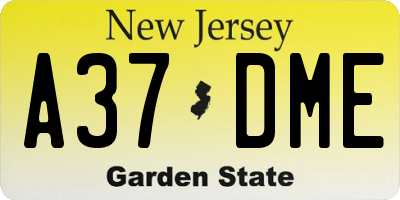 NJ license plate A37DME