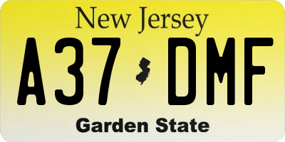 NJ license plate A37DMF