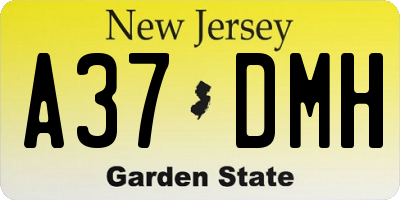 NJ license plate A37DMH