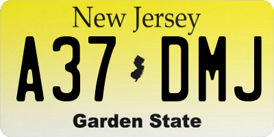 NJ license plate A37DMJ