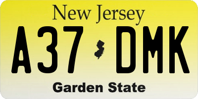 NJ license plate A37DMK