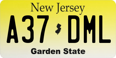 NJ license plate A37DML