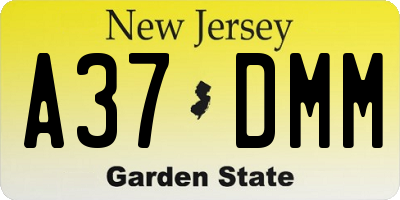 NJ license plate A37DMM